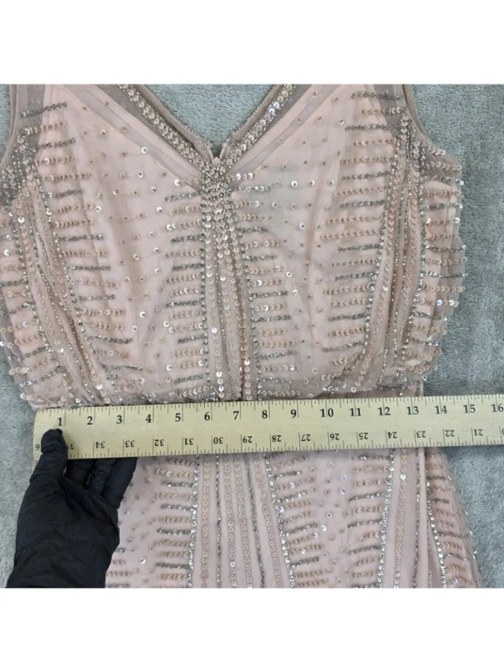 Adrianna Papell Dress Womens 6P Petite Pink Sequin V Neck Sheath Mini Party